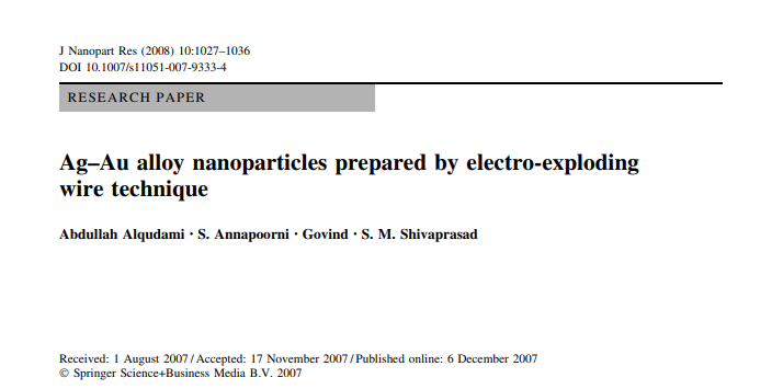 Ag–Au alloy nanoparticles prepared by electro-exploding wire technique