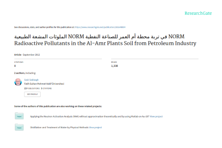 NORM Radioactive Pollutants in the Al-Amr Plants Soil from Petroleum Industry